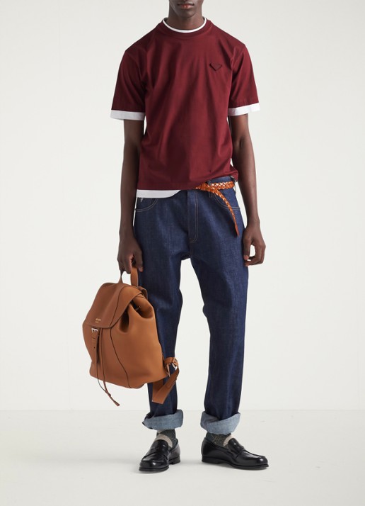 Prada T-shirt met contrast - voorkant 2 bordeauxrood