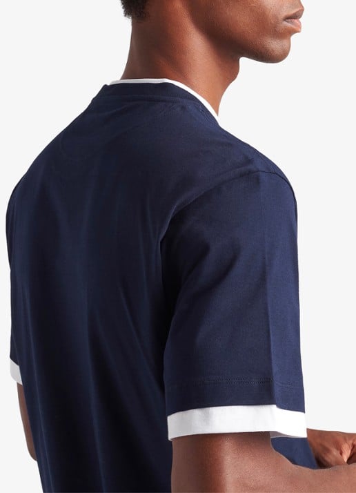 Prada T-shirt met contrast - detail 5 blauw