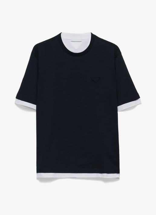 Prada T-shirt met contrast - voorkant 2 blauw
