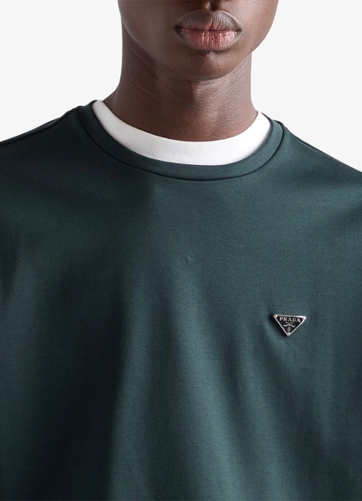 Prada T-shirt met logo - detail 4 donkergroen