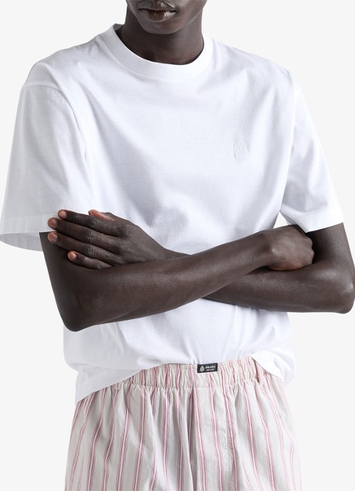 Prada T-shirt met logoborduring - detail wit