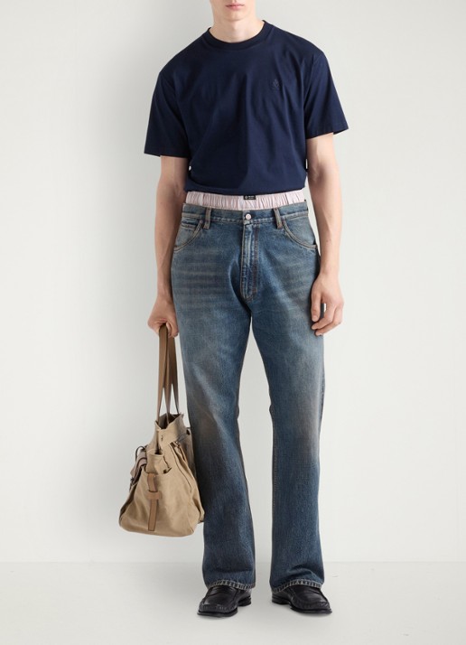 Prada T-shirt met logoborduring - detail blauw