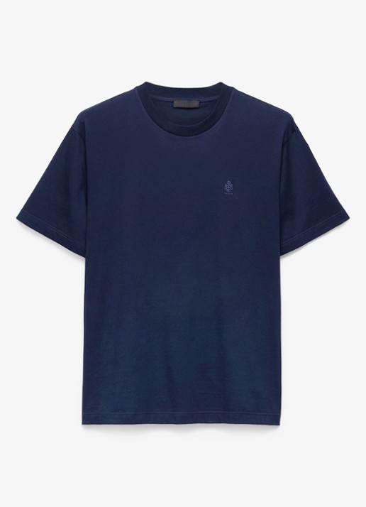 Prada T-shirt met logoborduring - voorkant 5 blauw