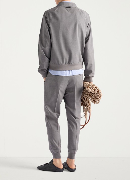 Prada Tapered fit pantalon van wol met steekzakken - achterkant 6 grijs