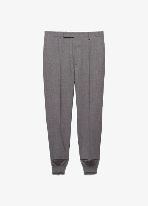 Prada Tapered fit pantalon van wol met steekzakken - voorkant grijs