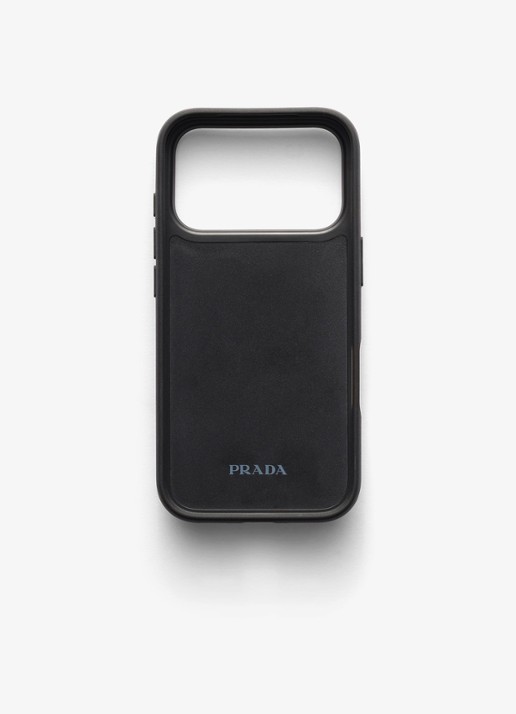 Prada Telefoonhoes van kalfsleer voor iPhone 17 Pro - achterkant 3 zwart