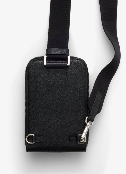 Prada Telefoonhoesje van kalfsleer met schouderriem - achterkant 2 zwart