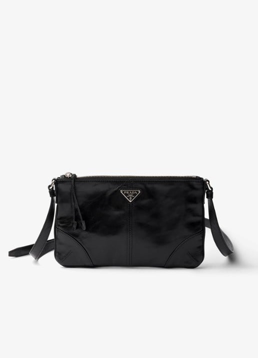 Prada Telefoonhoesje van kalfsleer  - voorkant zwart