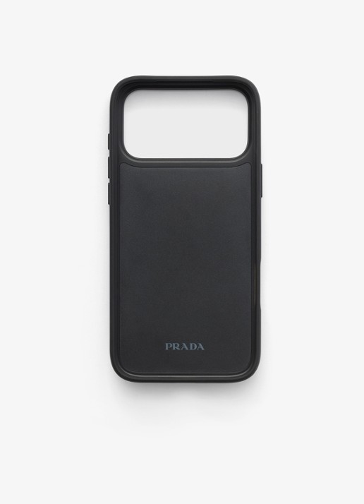 Prada Telefoonhoesje van leer voor iPhone 17 Pro Max - achterkant black