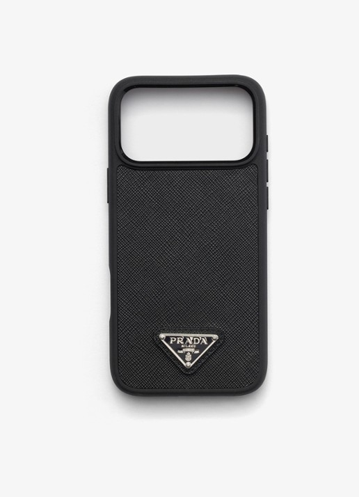 Prada Telefoonhoesje van leer voor iPhone 17 Pro Max - voorkant 2 black