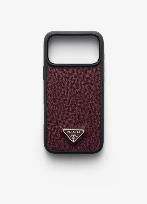 Prada Telefoonhoesje van leer voor iPhone 17 Pro Max - voorkant 2 burgundy