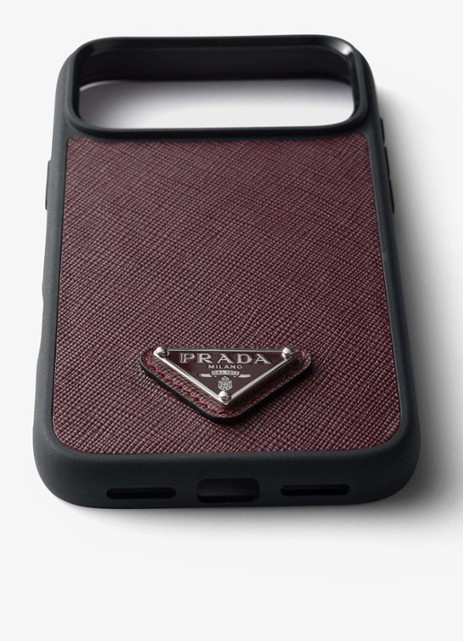 Prada Telefoonhoesje van leer voor iPhone 17 Pro Max - voorkant 3 burgundy