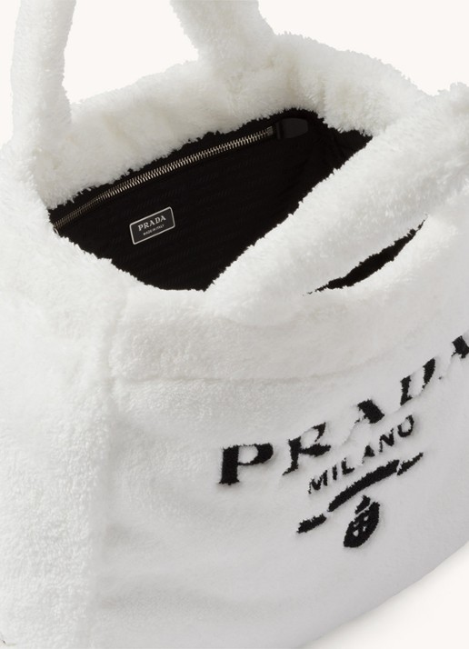 Prada Terry shopper van imitatiebont - detail 5 wit