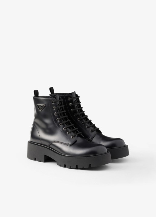 Prada Veterboot van leer - voorkant zwart