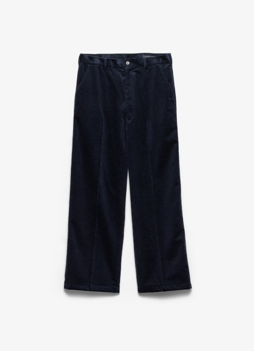 Prada Wide fit pantalon van corduroy - voorkant 4 donkerblauw