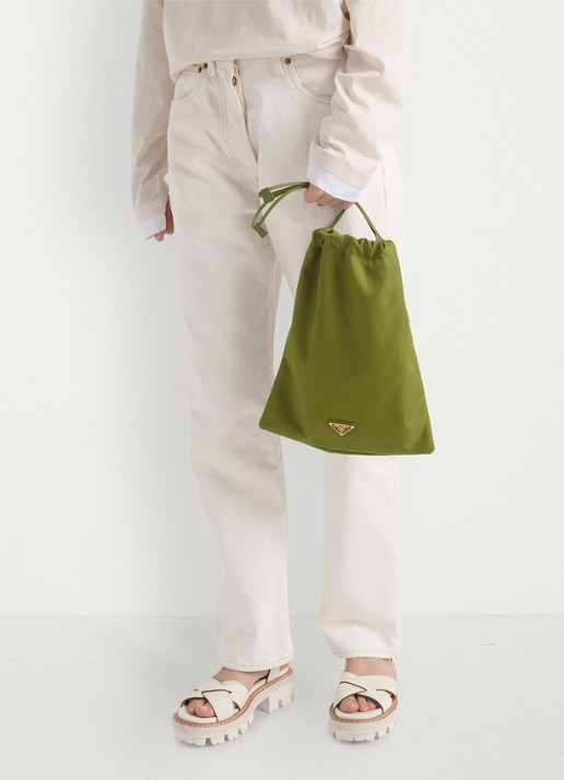 Prada Wish Re-Nylon handtas met logo - voorkant 3 groen
