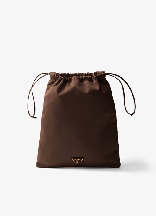 Prada Wish Re-Nylon handtas met logo - voorkant 5 donkerbruin