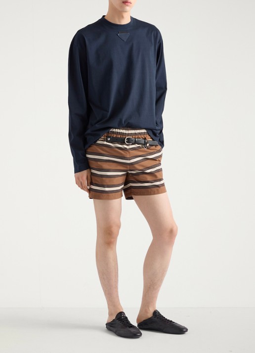 Prada Zwemshorts met streepprint - voorkant 5 bruin