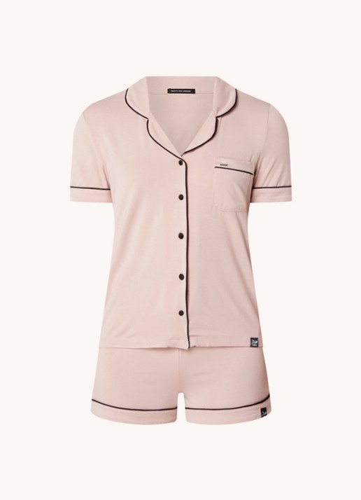 Pretty You Bamboo pyjamaset met borstzak - voorkant 3 oudroze