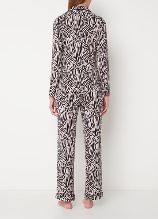 Pretty You Bamboo pyjamaset met contrasterende bies - achterkant roze