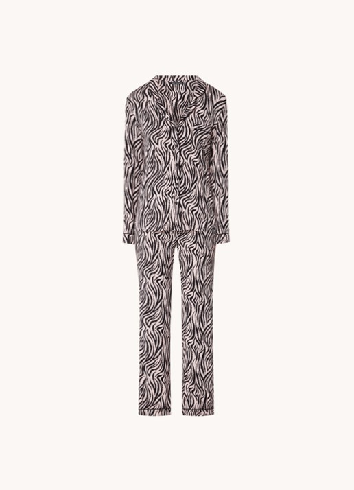 Pretty You Bamboo pyjamaset met contrasterende bies - voorkant 2 roze