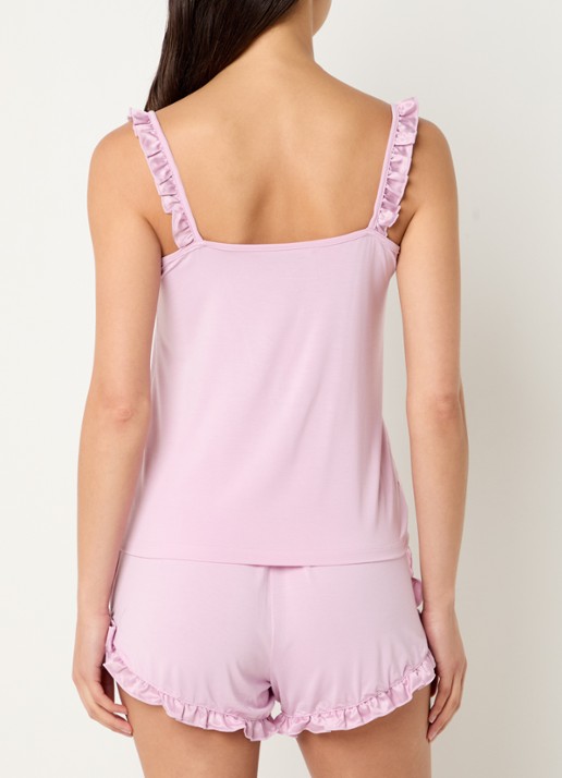 Pretty You Bamboo pyjamaset met ruches - achterkant lichtroze