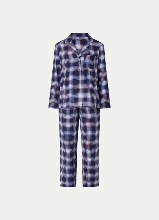 Pretty You Pyjamset met ruitdessin - voorkant 2 donkerblauw