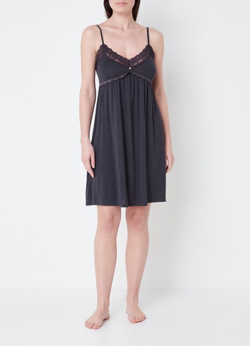 Pretty You Slipdress met kant - voorkant 4 antraciet
