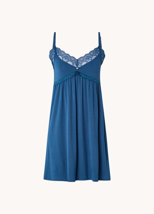 Pretty You Slipdress met kant - voorkant 3 petrol