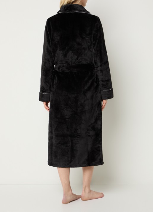 Pretty You Velour badjas met opgestikte zakken - achterkant 3 zwart