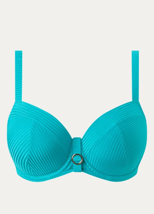 PrimaDonna Delray voorgevormde bikinitop met structuur - voorkant 5 turquoise