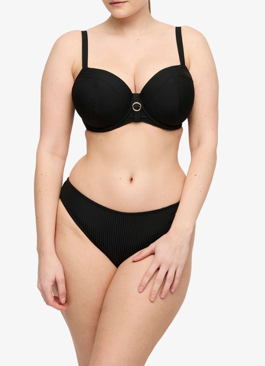 PrimaDonna Delray voorgevormde bikinitop met structuur - voorkant 2 zwart