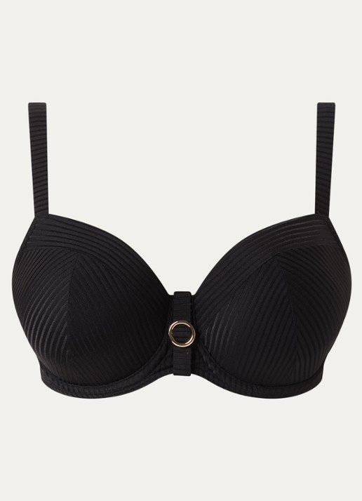 PrimaDonna Delray voorgevormde bikinitop met structuur - voorkant 4 zwart