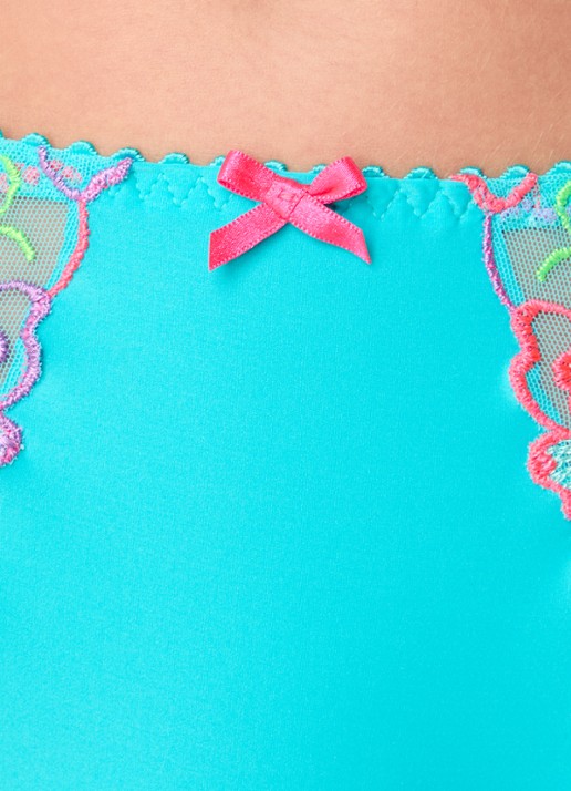 PrimaDonna Devdaha high waisted bikinislip met bloemborduring - detail 2 turquoise