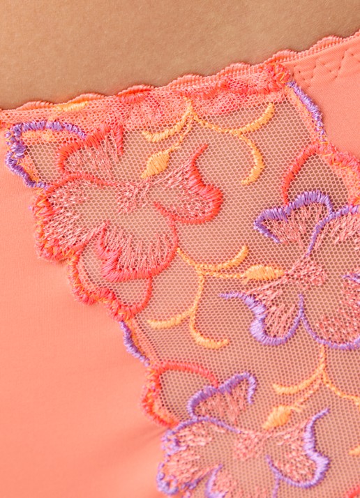 PrimaDonna Devdaha high waisted bikinislip met bloemborduring - detail 4 oranjerood