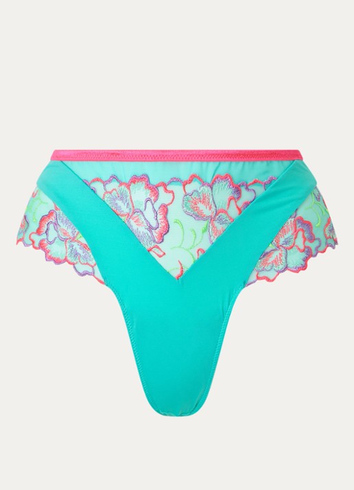 PrimaDonna Devdaha string met kant - voorkant 2 turquoise