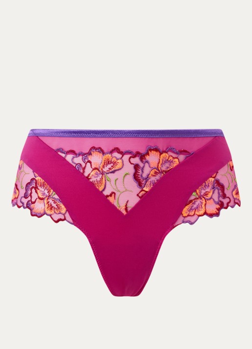 PrimaDonna Devdaha string met kant - voorkant 4 donkerroze