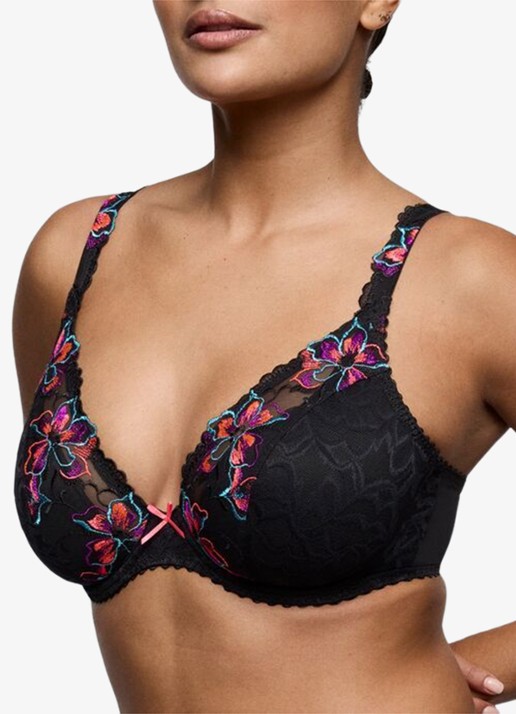 PrimaDonna Miyara voorgevormde beugel bh met bloemborduring - detail 2 zwart