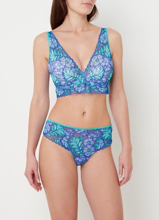PrimaDonna Morro Bay voorgevormde bh met overlay van kant - voorkant 5 blauw