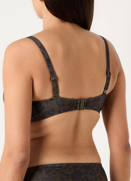 PrimaDonna Ratjada voorgevormde bikinitop met panterprint en lurex - achterkant 4 bronsgroen
