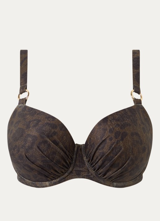 PrimaDonna Ratjada voorgevormde bikinitop met panterprint en lurex - voorkant 5 bronsgroen