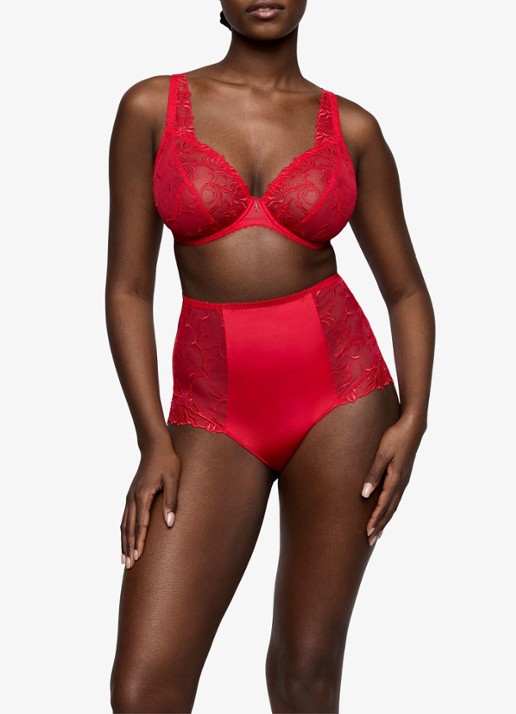 PrimaDonna Solisse high waisted shorty met borduring - voorkant 2 rood