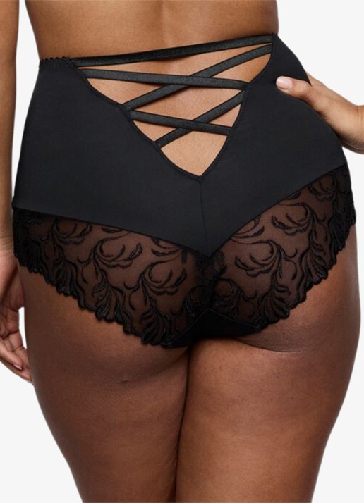 PrimaDonna Solisse high waisted shorty met borduring - achterkant 5 zwart