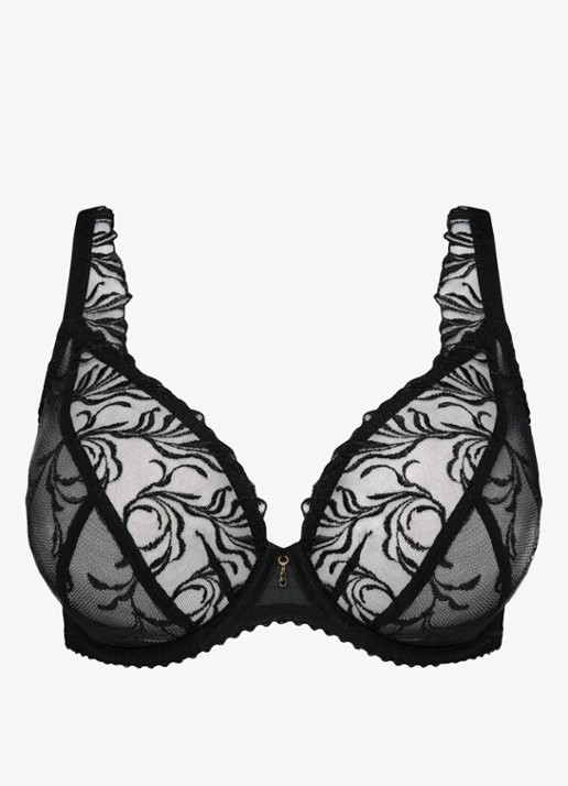 PrimaDonna Solisse plunge bh met borduring - voorkant 2 zwart