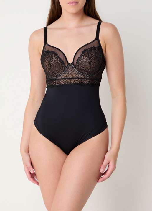 PrimaDonna Sophora body met kant - voorkant 5 zwart