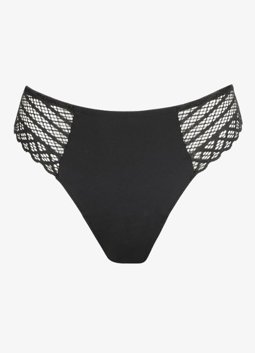 PrimaDonna Twist Side string met kant - voorkant 4 zwart