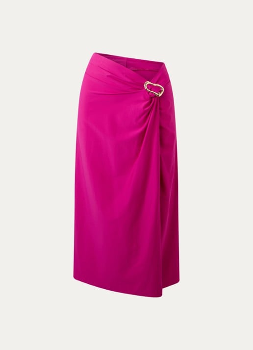 PrimaDonna Uvita midi strandrok met split - voorkant 3 fuchsia