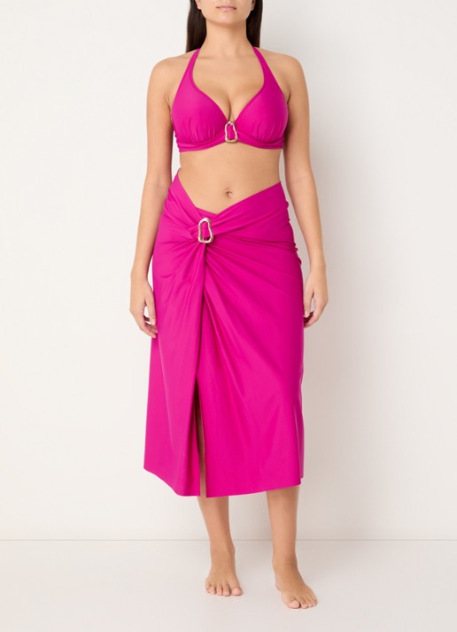 PrimaDonna Uvita midi strandrok met split - voorkant 4 fuchsia