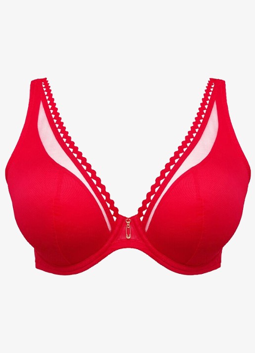 PrimaDonna Wowgirl beugel bh met overlay van mesh - voorkant rood
