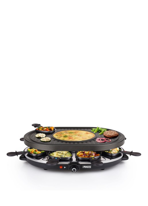 Princess Raclette 8 Oval Grill Party gourmetstel 162700 - voorkant 7 zwart